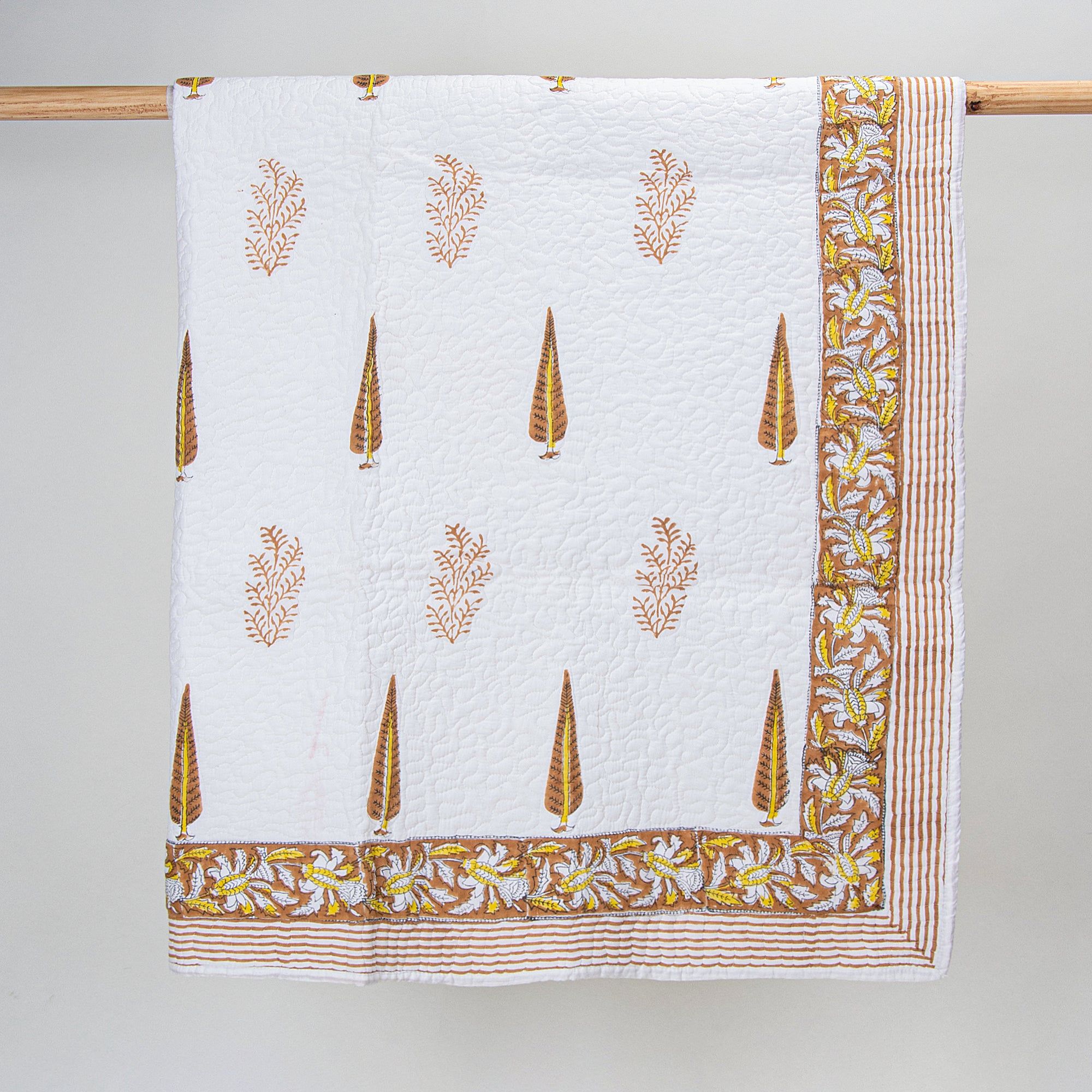 Premium Hand Printed Brown Leaf Cotton Soft Baby Blankets 116